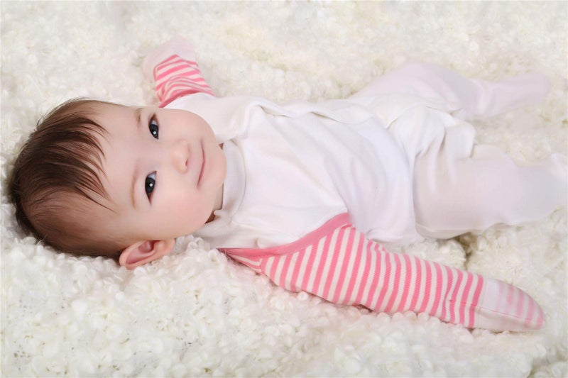 ScratchSleeves | Girls' Stay-On Scratch Mitts | Stripes | Pink and Cream | 18-21m - Image 4